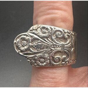 Precious silver plated Teaspoon Spoon Ring Vintage 1941 size 4/5